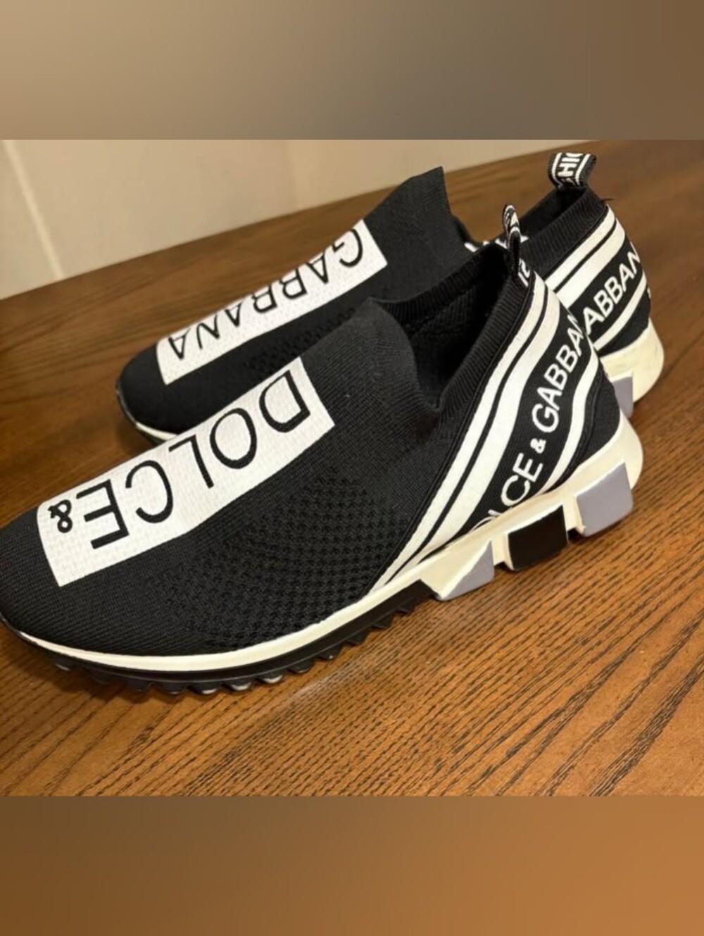 Dolce & Gabbana Men’s Black Logo Slip-On Sneakers